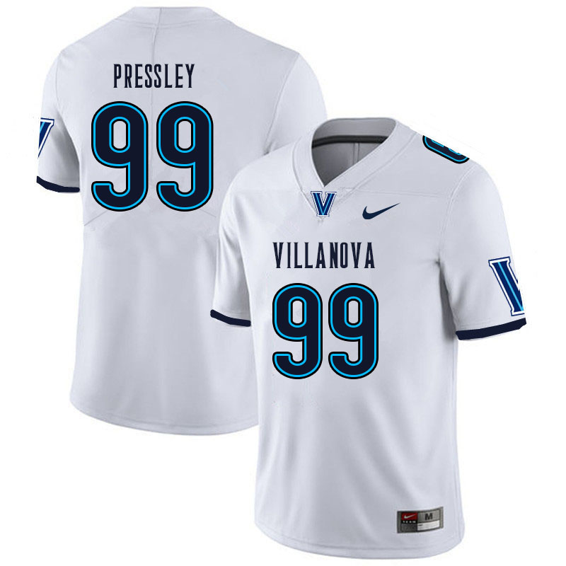 Men #99 CJ Pressley Villanova Wildcats College Football Jerseys Sale-White - Click Image to Close